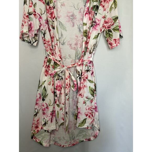 Show Me Your Mumu “Brie” Robe “Garden of Bloom” White W/Pink Floral Print-OS - Picture 3 of 8